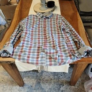 Carbon 2 Cobalt Men's Gray & Maroon Plaid Button Up Shirt EUC Size Large